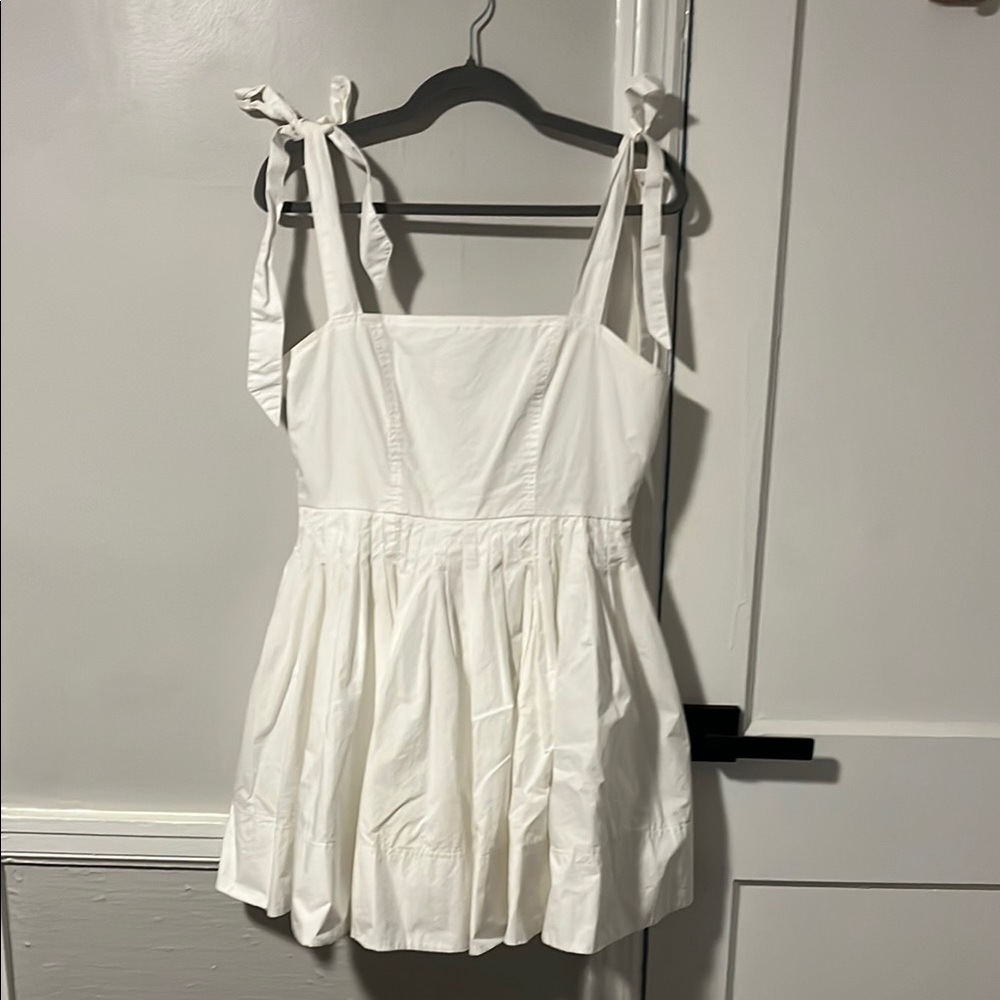 White Sleeveless Dress with Bow Straps